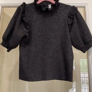 Janie and Jack Black Glitter Sweater